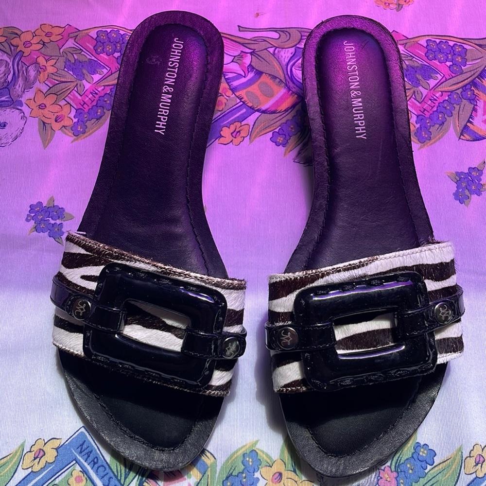 Johnston and Murphy Y2K Zebra Slides sz 6.5